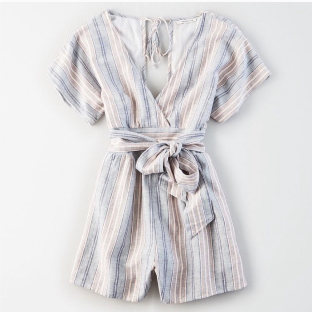 American Eagle Striped Kimono Romper